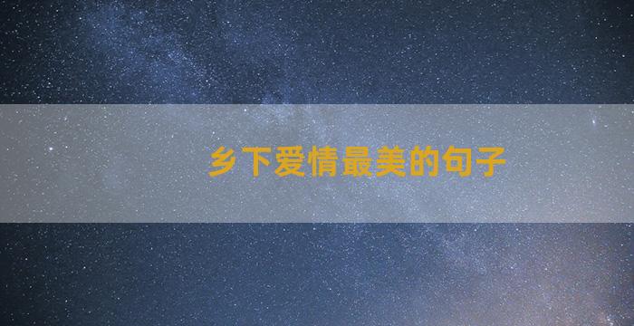 乡下爱情最美的句子